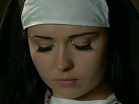 Slutty busty nun gets her shaved faggot