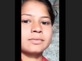 Village girl flaunts her ample bosom in the open air