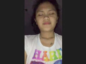 Asian girlfriend on top of boyfriend's penis