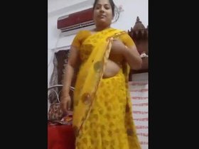 Indian village aunt's large breasts revealed