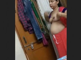 Stunning wife dressed in clothes, eager to perform oral sex