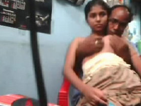 Indian neighbor visits beautiful girl at her home