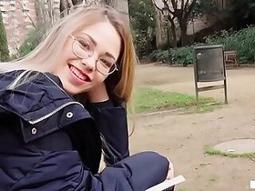 Russian babe sucks dick for cash