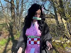 Nezuko Blowjob, Masturbation and Hardcore Anal Sex - Anime Cosplay