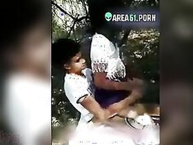 Small titty Tamil schoolgirl enjoys bouncing on cock outdoors in the jungle