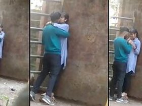 Girl caught sneaking kisses with lover in action Desi MMC outdoors