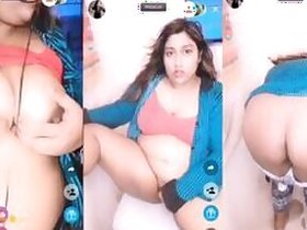 Chubby model Desi poses for a webcam and teases her cunt