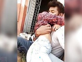 Desi's wife shows off her husband's tits licked in the open air