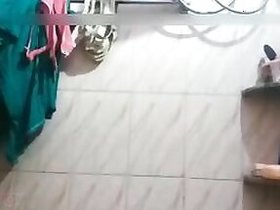 Wife Desi with big breasts takes a camera to the bathroom to shoot XXX video