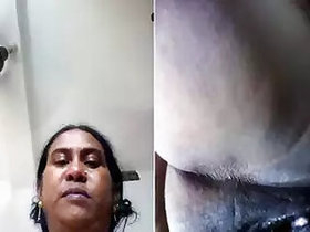 Mature aunt shows her wet pussy with juice