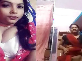 Desi Village Bhabhi lifts Sari's pussy live on the show