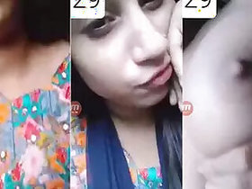 Bangladeshi horny girl with big breasts jerking off with her fingers