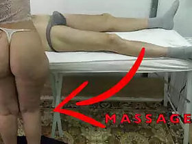 The maid masseuse with the big ass let me lift her dress, touched her pussy with my fingers while she massaged my cock!