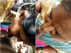 Telugu Bhabhi Behind the Door Blowjob