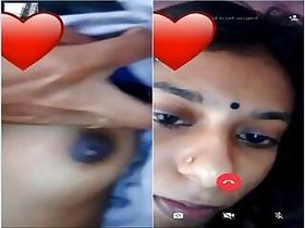 Pretty Indian girl shows her boobs on a video call