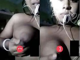 Horny Desi Bhabhi Shows off her Milky tits on video call