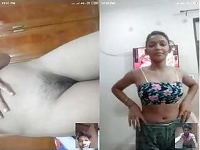 Pretty Indian Girl Desi Shows Her Naked Body to Lover on Video Call