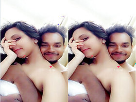 Hot Desi Indian with Big Tits Sucking Lover